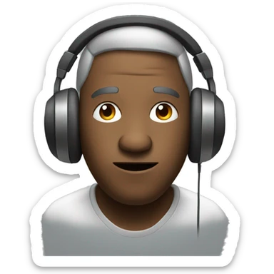 A man with head phone listen a music sticker