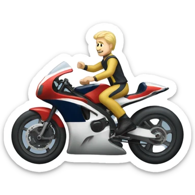 Blond white man on navy racing bike sticker