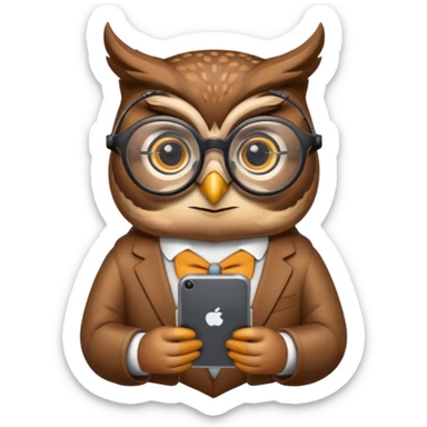 Generate a beautiful smart owl with a smart device sticker