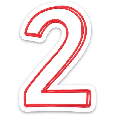 Minimalistic number 2 drawn with a pencil, one color, Pantone 186 sticker