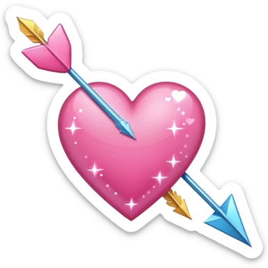 Genera un sticker tipo phone OS, un corazón rosa con una flecha y brillos sticker