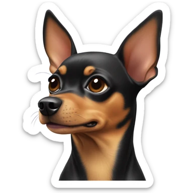 Mini pincher chihuahua mix dog with one bent ear  sticker