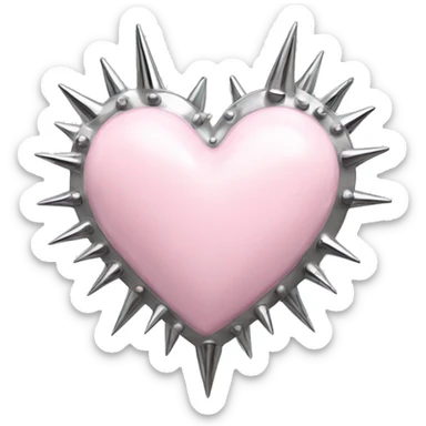 light pink metal heart with chrome spikes sticker