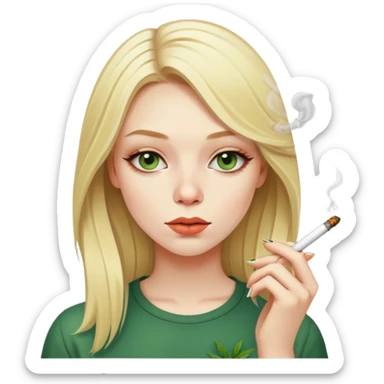 a blonde girl smoking weed sticker
