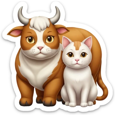 Кошка и бык ждут ребенка sticker