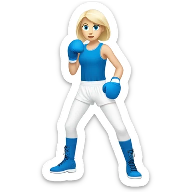 Boxing blonde girl blue eyes with white gloves sticker