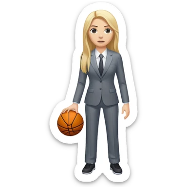 Full Body white female basketball head coach with long blonde hair in a suite sticker