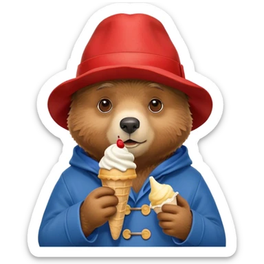 Paddington bear eating ice cream sticker