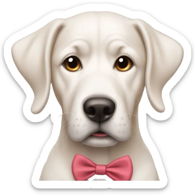 a mutt with a bow on his ear sticker