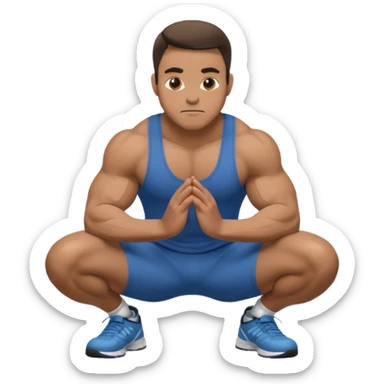 A man squatting with his hands on his knees sticker