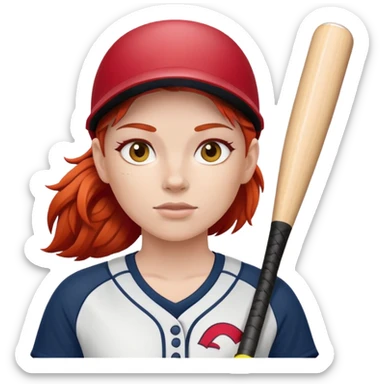 Softball player with red hair sticker