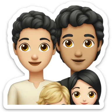 Young Iranian man black hair, blond French wife, and baby girl with black hair sticker
