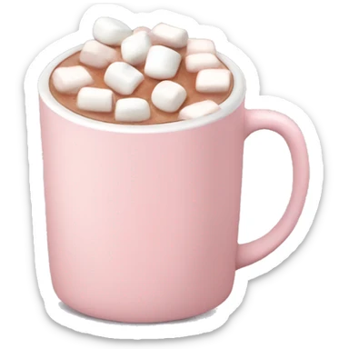 Light Pink mug of hot chocolate with marshmallows  sticker