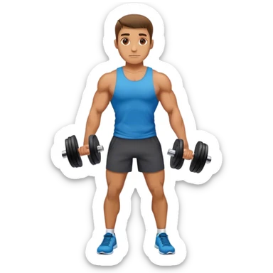man holding dumbbells by his body side sticker