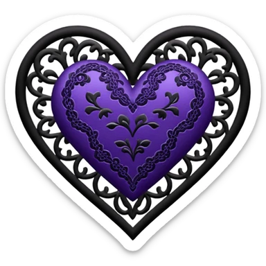 black and purple lace heart sticker