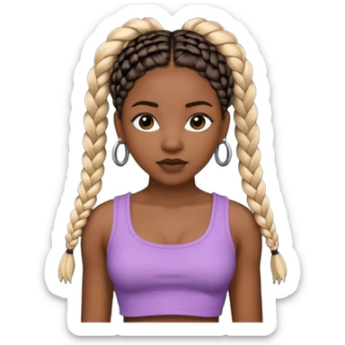 a black woman with braids with a crop top sticker