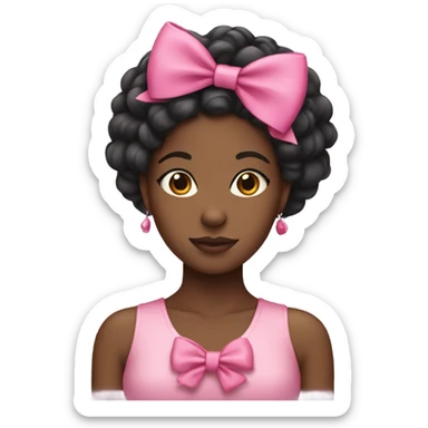 Black girl with a pink bow in her hair  sticker