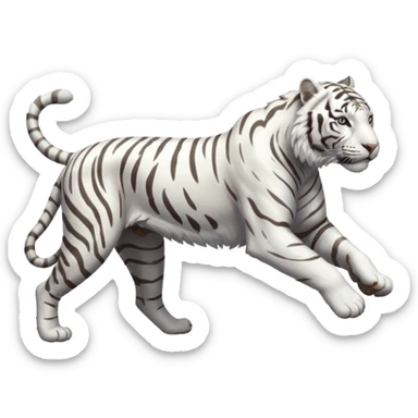 White tiger running in profile sticker