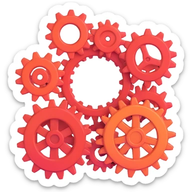 gear settings icon, 3D style, realistic and shiny sticker