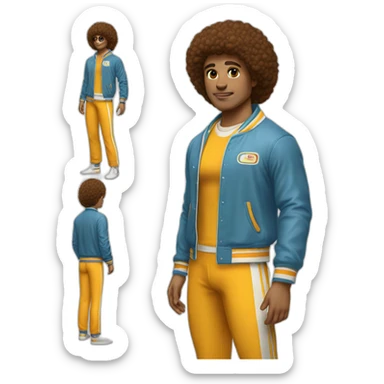 retro 70s gym clothes for a modern white uni student sticker