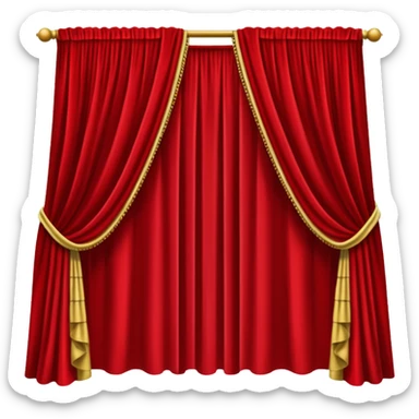 Simple, opened red curtains black background  sticker