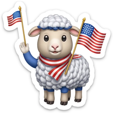Sheep waves a liberty flag sticker