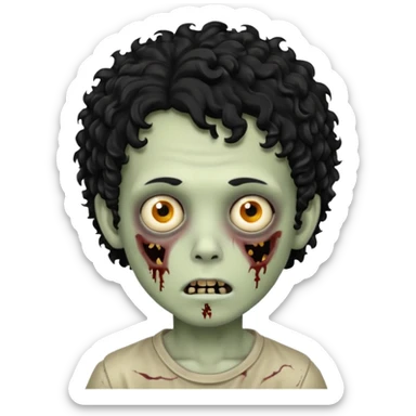 boy zombie with black curly hear sticker
