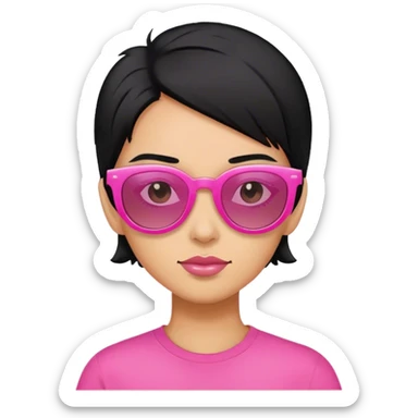 With sunglasses pink and black hair sticker