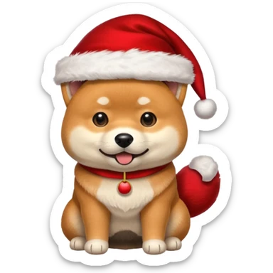 shiba inu wearing santa hat sticker