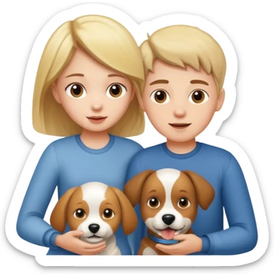 Girl and boy with a dog sticker