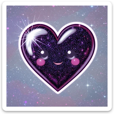 goth heart emoji, cute and shiny, no background sticker