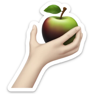 skinny and pale Hand holding a black apple sticker