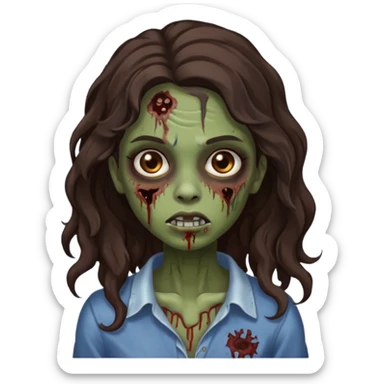garota zumbi morena de cabelos castanho escuro e ondulados sticker