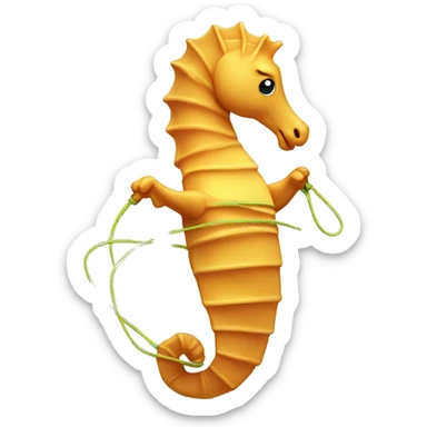 Sea horse doing jump rope sticker