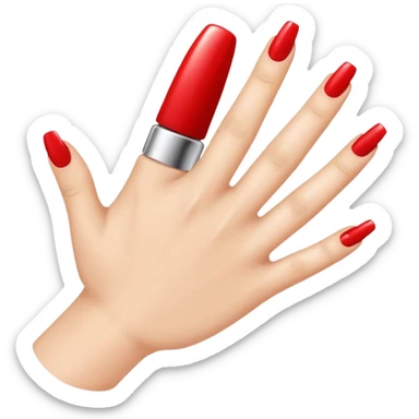 Create an emoji of a hand applying nail polish sticker