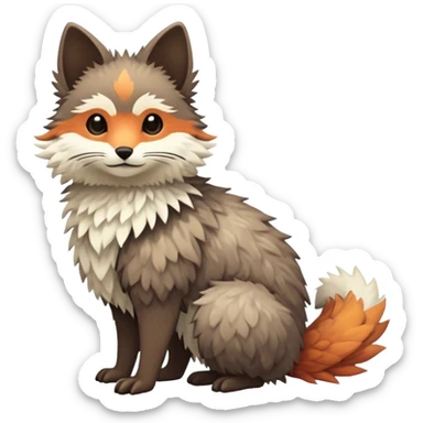 lush warm-colored Fakémon-Trico-creature (full body) sticker