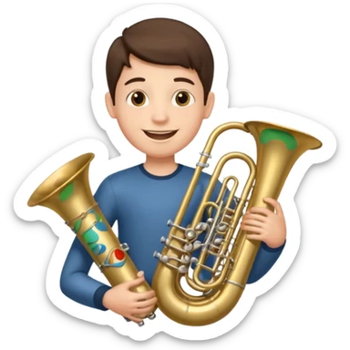 Boy with 7 arms playing tuba sticker