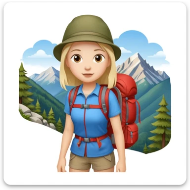 girl back packing mountains background  sticker