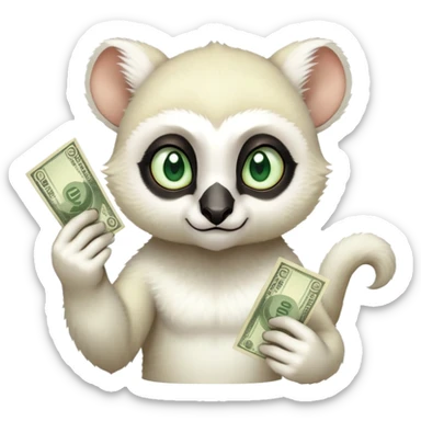 momo White lemur with long pointy ears and big green eyes from avatar the last airbender with money  sticker