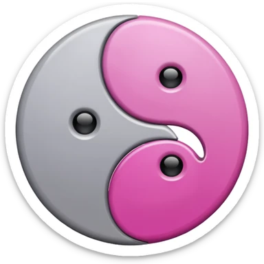 Yin Yang grey and light magenta  sticker