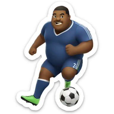 fat soccer player kicking sticker