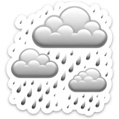 hand drawn rain clouds black and white sticker