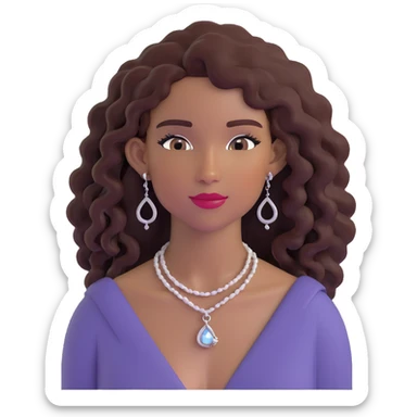 pretty black girl with long curly hair wearing stylish earrings and necklace sticker
