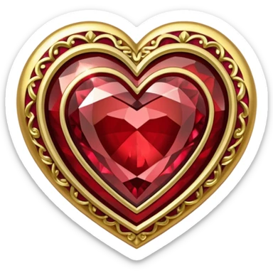 Gold heart with garnet border sticker