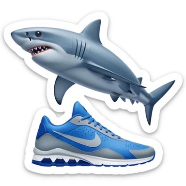 Give me a shark make the shark have blu Nike shoes on sticker