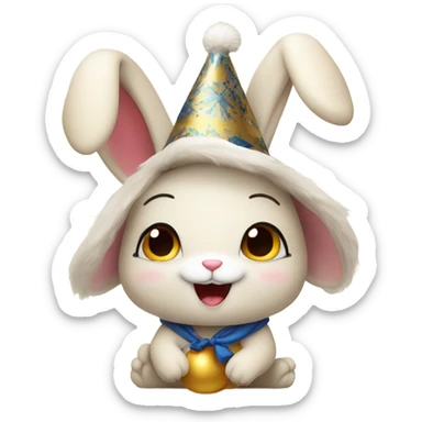 Bunny celebrating new year 25 sticker