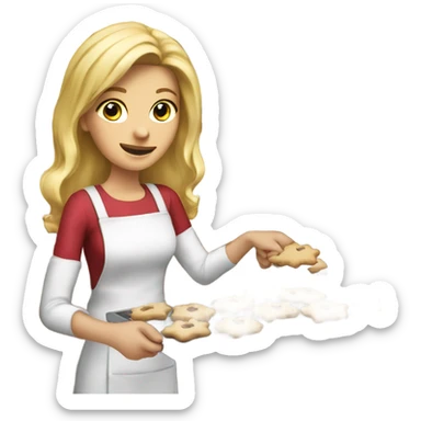 A long blonde haired girl baking Christmas cookies sticker