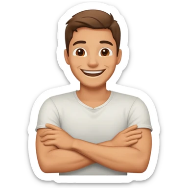 arms Crossed around neck laughing guy sticker