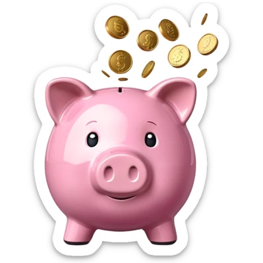 Piggy bank with coins falling in sticker