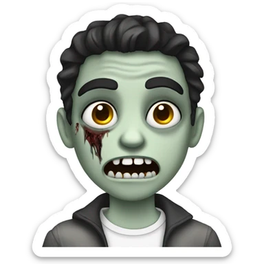 teen boy zombie with dark hair and white shirt sticker
